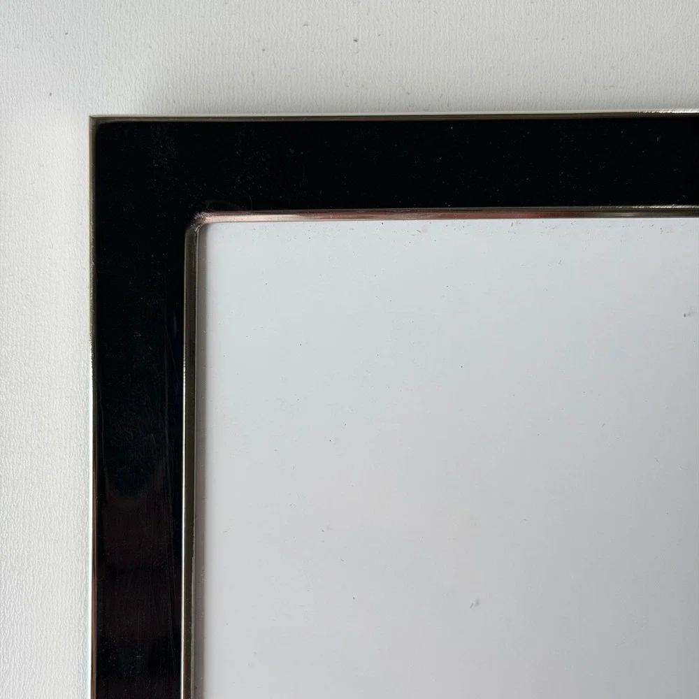 Pottery Barn Enamel Picture Frame 4x6 Black Modern Silver Minimalist Cottagecore